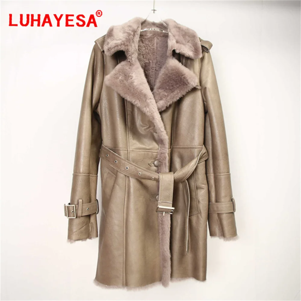 2024 Mongolia Bazaar Lamb Fur Shearling Clothing Women Long Real Fur Coat