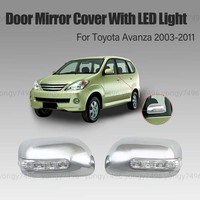 Door Mirror Cover With LED Light For Toyota Avanza 2003 2004 2005 2006 2011 Car Accessories Chrome Silver Stickers Decoration