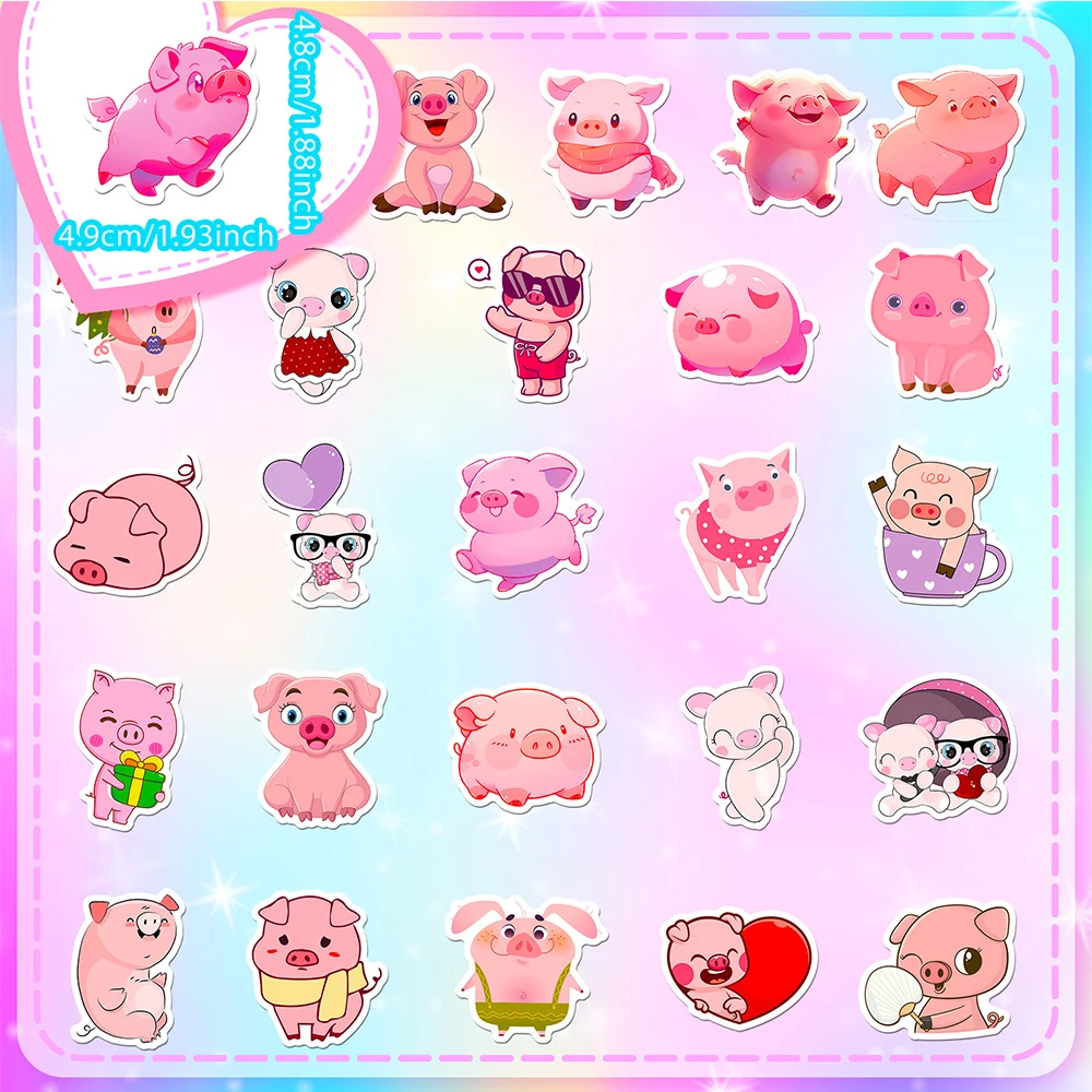 10/30/50pcs Cartoon Funny Pink Pig Stickers Cute Animals Waterproof Sticker DIY Notebook Suitcase Phone Kawaii Graffiti Decals 6