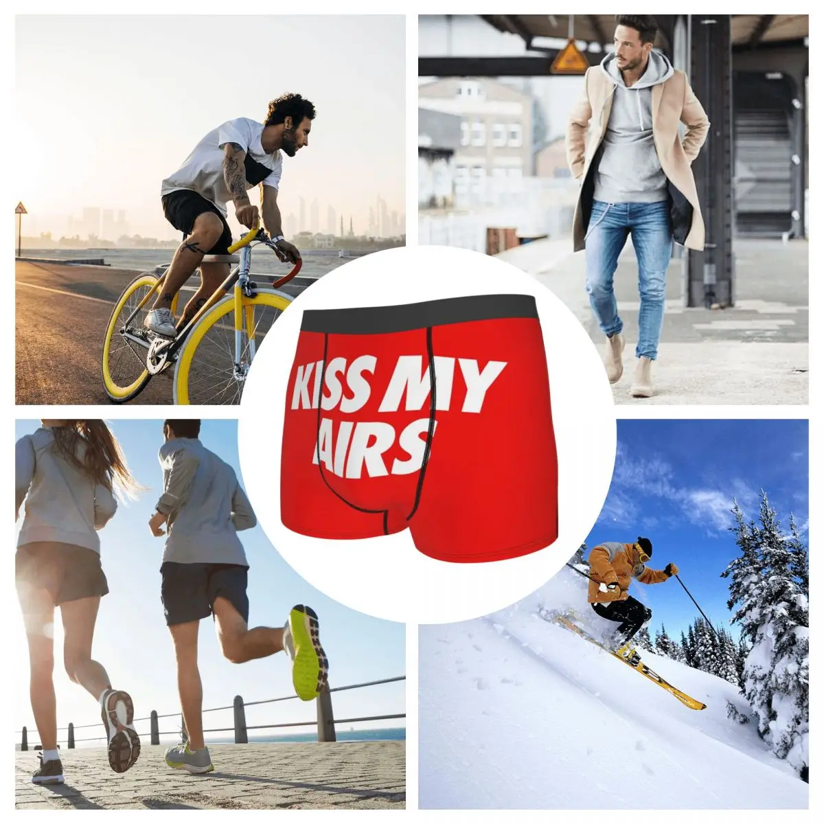 Boxer Underpants Shorts Kiss My Airs 50x80 Panties Men's Breathable Underwear for Homme Man Boyfriend Gifts