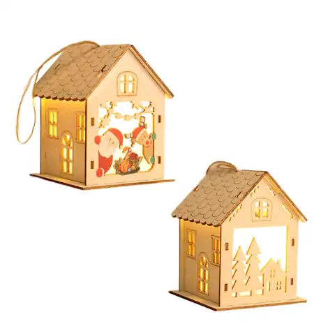 Christmas Tree Hanging Decoration Cabinet Lighted up Christmas Village House