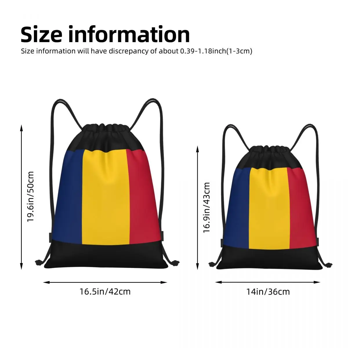 Flag Of Romania Multi-function Portable Drawstring Bags Sports Bag Book Bag For Travelling