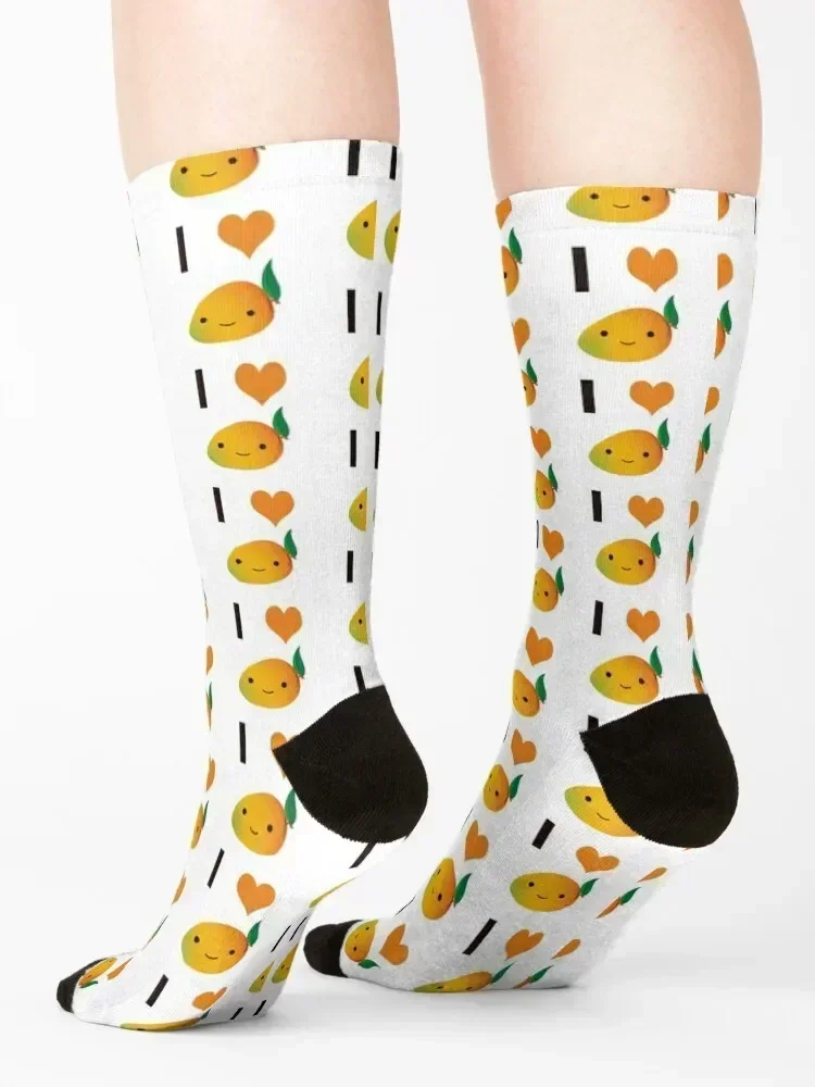 I Love Mango Cute Kawaii Smiling Mango Socks set sports stockings moving stockings luxe Woman Socks Men's