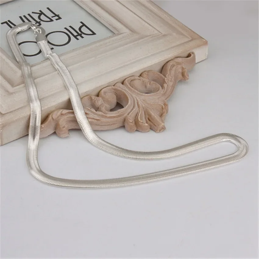 Wholesale 925 Sterling Silver Necklace Bracelets Jewelry Set 6MM Flat Soft Snake Chain Fashion  Women Mens Wedding Fine