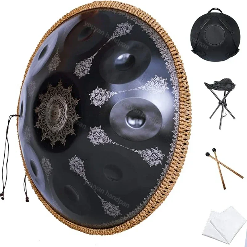 

432/440Hz engraved hand pan drum 22 inch D minor blue steel tongue drum yoga meditation therapy music drum percussion instrument