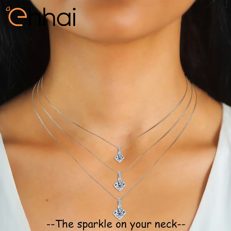 

Ehhai 6.5mm/8mm/9mm Round Cut Moissanite Pendant Necklace for Women Real S925 Sterling Silver Wedding Party Fine Jewelry Gifts