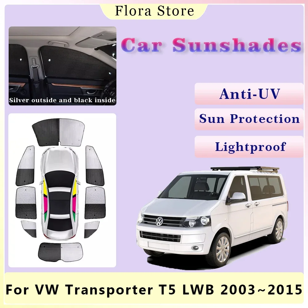 Car Sunshades for Volkswagen VW Transporter T5 LWB 2003~2015 Full Coverage Sunvisor Pad Rear Window Windshield Covers Accessorie