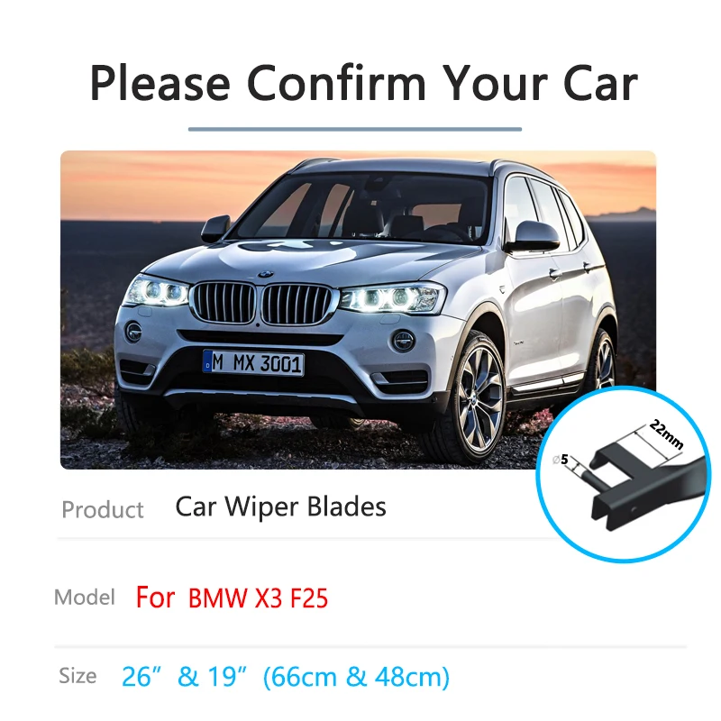 For BMW X3 F25 2011 2012 2013 2014 2015 2016 2017 M Sport xDrive30d xDrive20d Auto Windscreen Windshield Car Front Wiper Blades