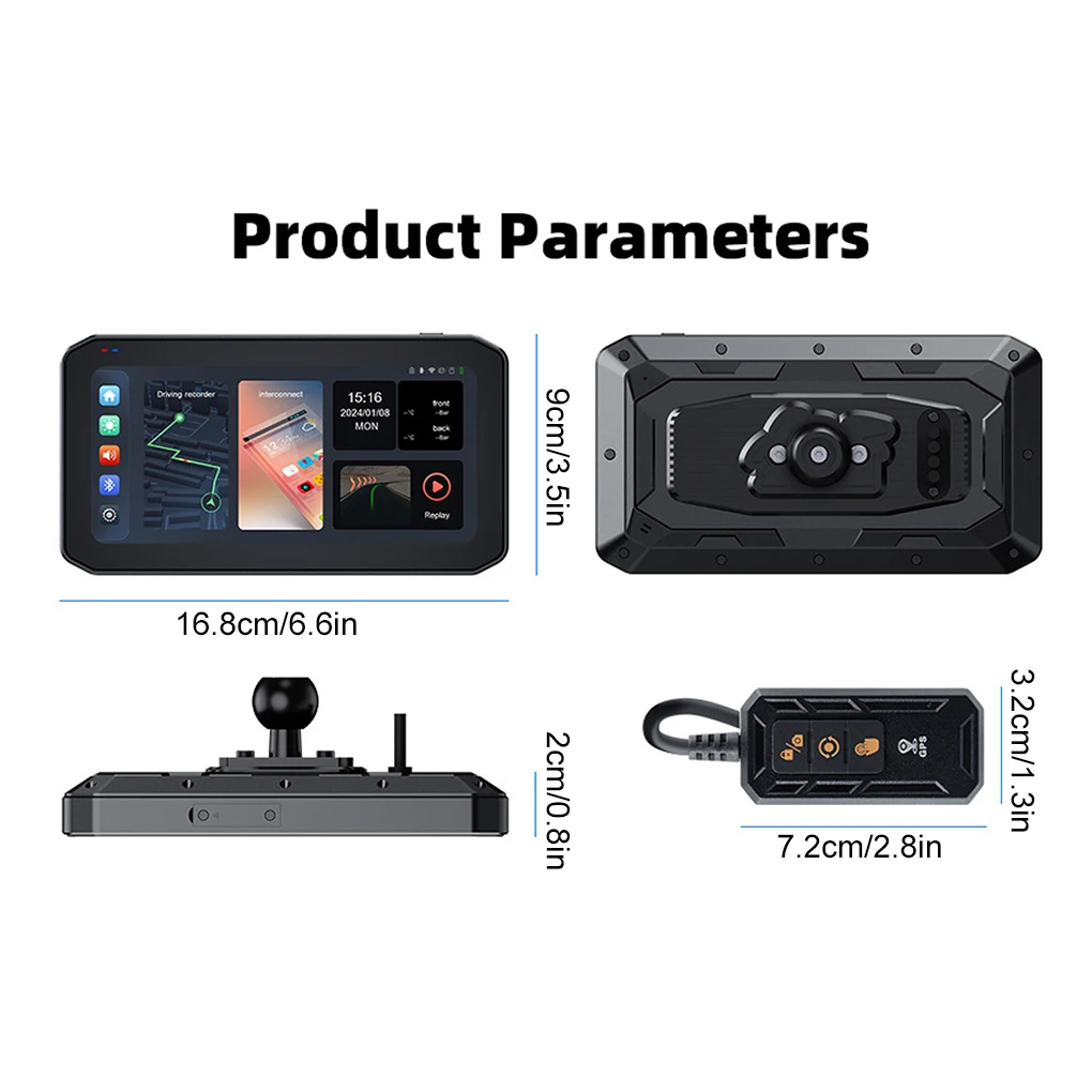 دراجة نارية DVR 6.25 "لاسلكية CarPlay أندرويد المحمولة الرقمية دراجة نارية لوحة القيادة لتحديد المواقع والملاحة شاشة عرض TPMS