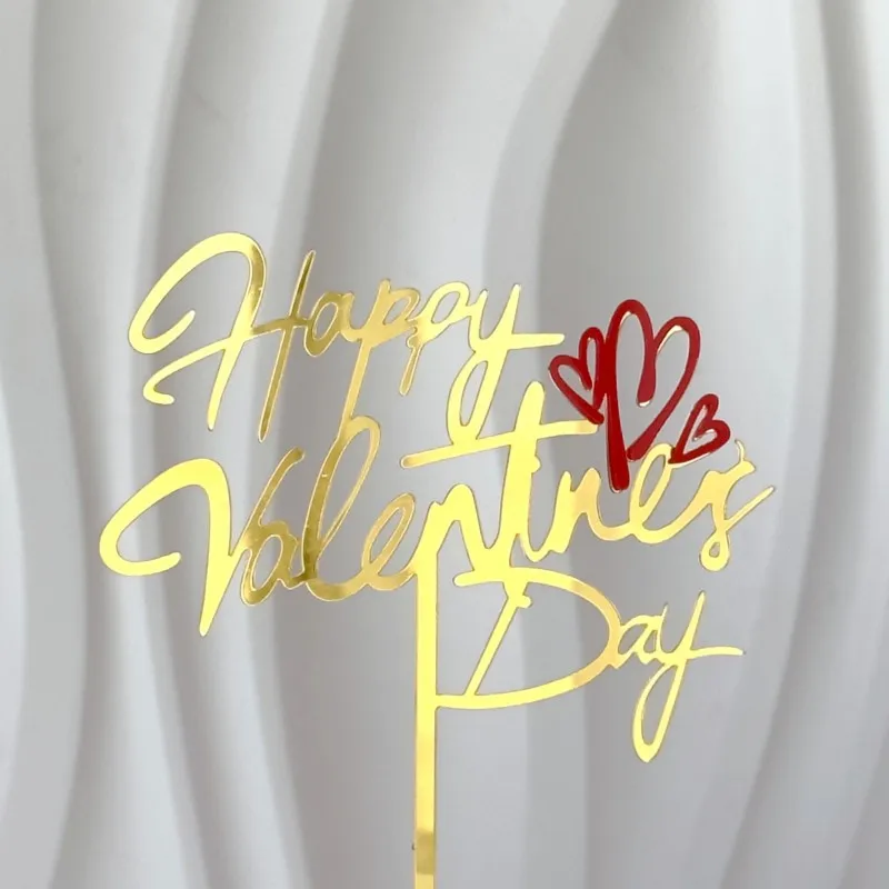 INS 14 Style Happy Valentine\'s Day Acrylic Cake Toppers Red Love Valentine\'s Day Cake Topper for  Valentine\'s Day Party Gifts