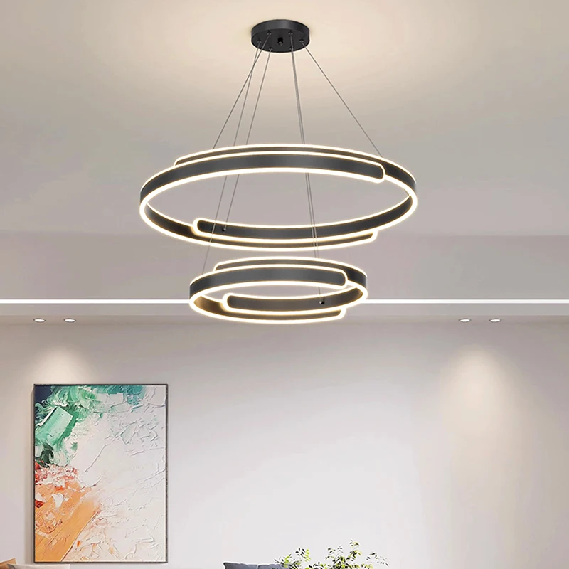 Imagem -03 - Luz de Teto Led Ring para Sala Lustres Modernos Luzes Pendentes Lâmpadas de Iluminação Interior