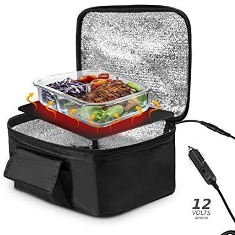 Portable Food Warmers Electric Heater Lunch Box Mini Oven 12V Car Power Black
