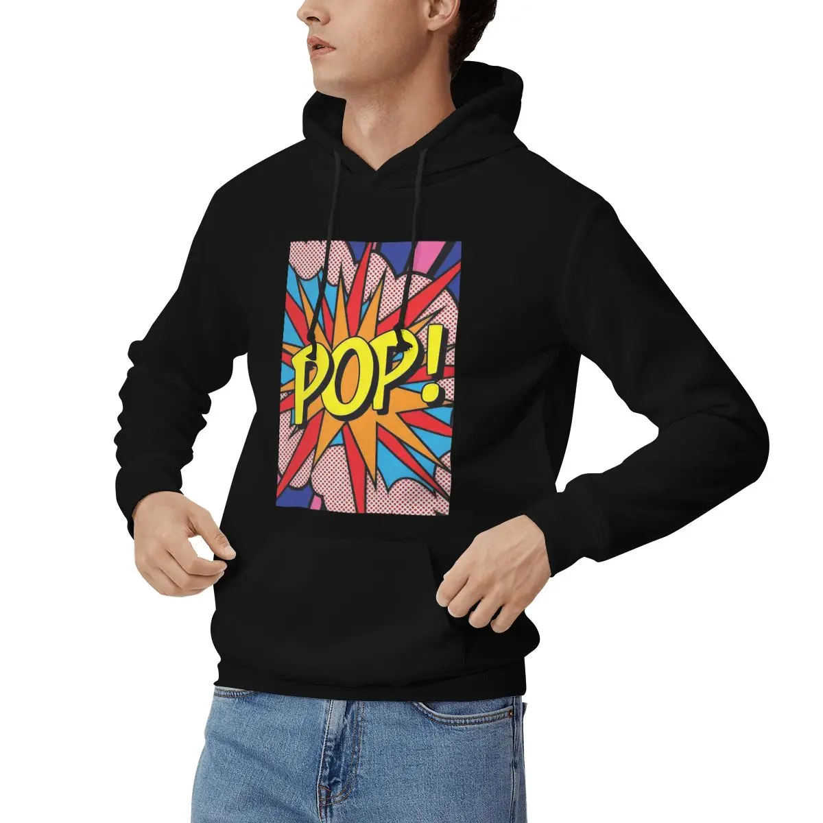 American Pop Comics Explosion Sticker Hoodies Unisex Casual Pullover Sweatshirts Hip Hop Long Sleeve Streetwear Autumn Winter