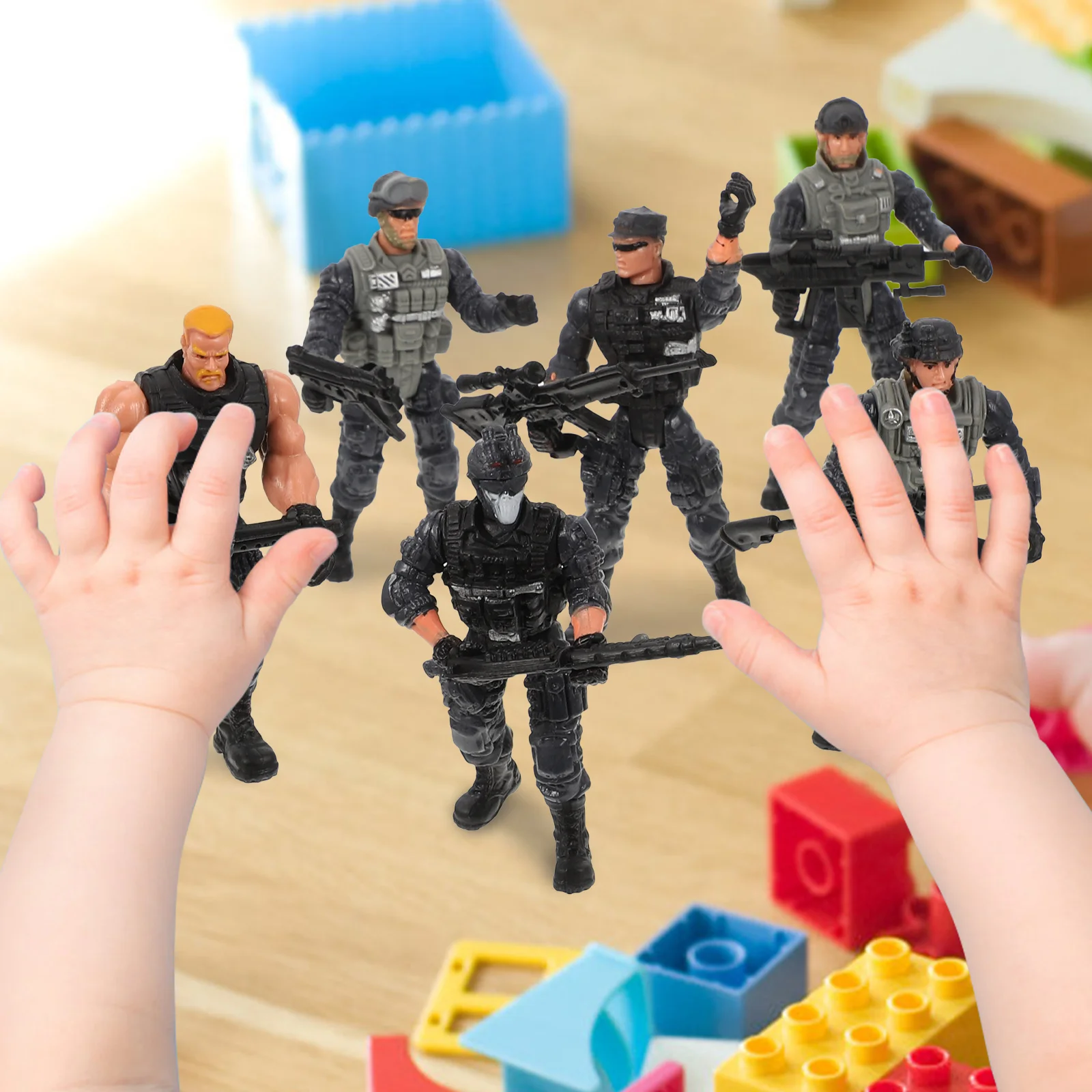 6 pçs soldados equipe figura modelo crianças brinquedos educativos quebra-cabeça modelos flexíveis criança em miniatura exército homem