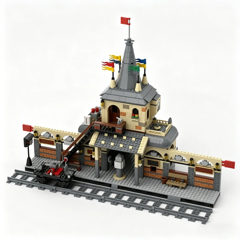 NEW 1340 Pcs Magic Train Station Building Model Blocks Educational Diy Assembly Toy Gift For Scene Layout And Collection Display