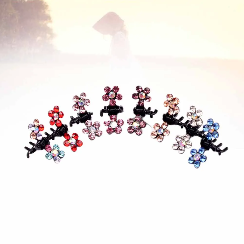 

96 Pcs Crystal Hair Claw Clips Plum Blossom Drill Decorated Durable Accessories Women Kids Party Wedding Birthday Gift
