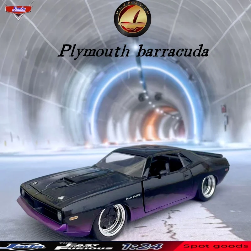 

JADA 1:24 Fast and Furious 7 Riley ride 1972, градиент Plymouth Barracuda, мускулистый автомобиль, модель автомобиля из сплава