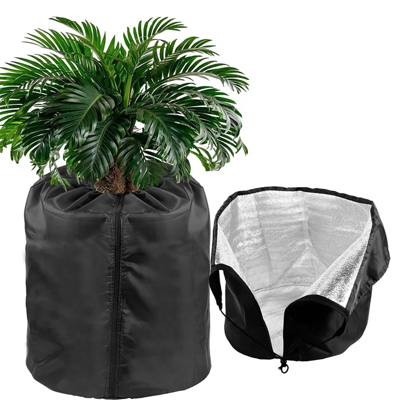 Paquete de 2 cubiertas para macetas para protección contra congelación de invierno, cubierta de protección contra heladas de 18 "X 20" para plantas y arbustos al aire libre, color negro