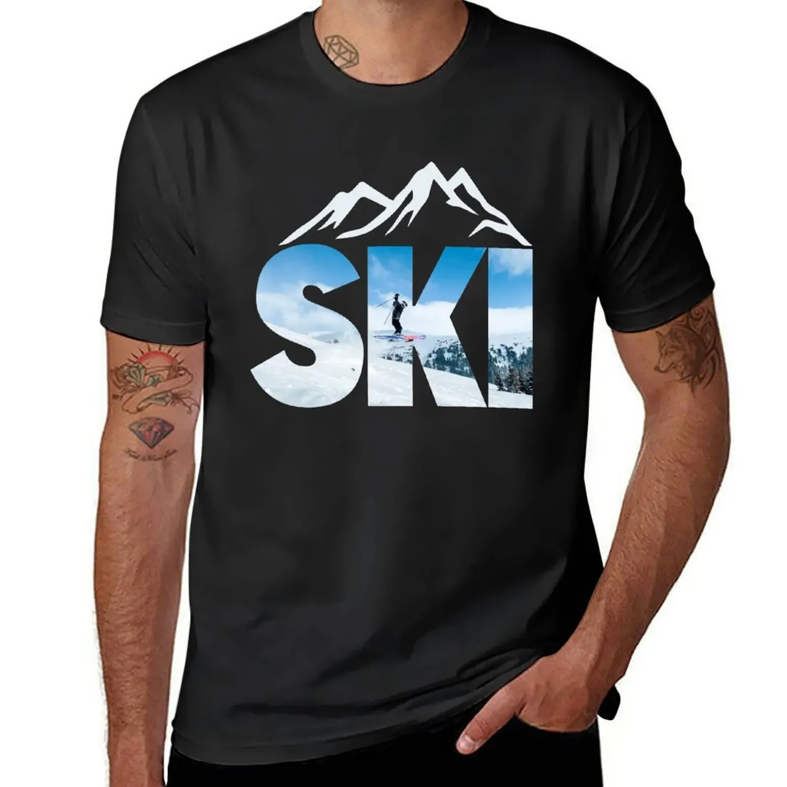 Ski Mountain T-Shirt summer tops aesthetic clothes customs men clothings