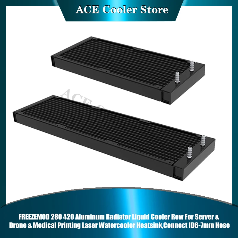 280/420 Aluminum Radiator Liquid Cooler Row For Server &Drone & Medical Printing Laser Watercooler Heatsink,Connect ID6-7mm Hose