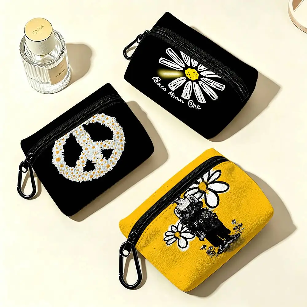 P-P-Peaceminusones LOGO Oxford Cloth Zipper Wallet Multifunctional Hanging Coin Bag For Credit Cards Keys Coins Earbuds
