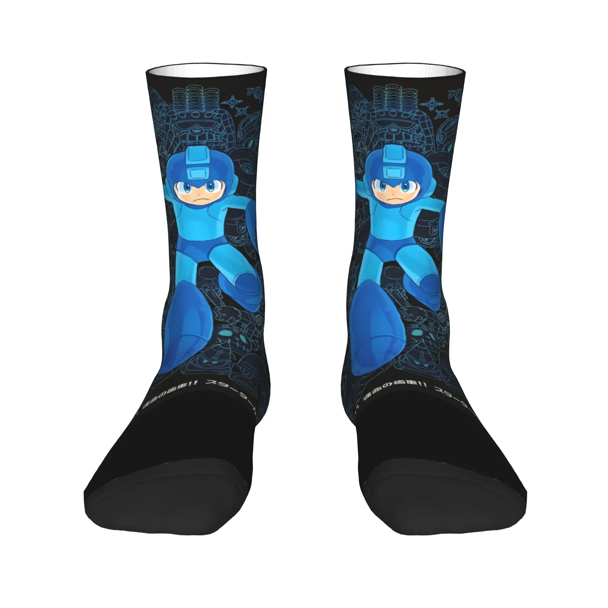 Mega Man Cartoon Socks  Fashion Stockings Men Breathable Climbing Socks Winter Graphic Anti Sweat Socks