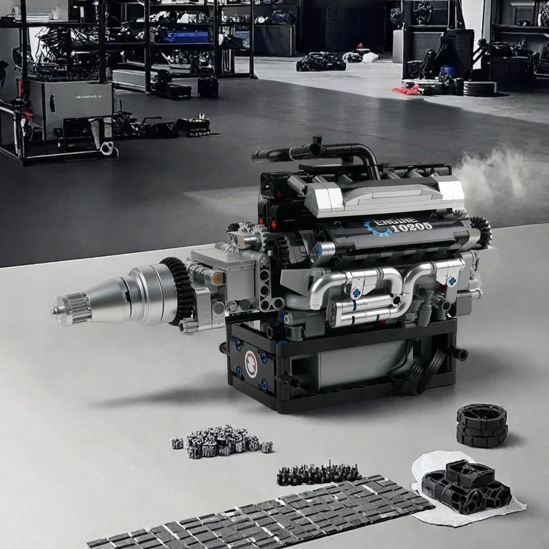 MOLD KING 10205 & 10206 Dual Engine Building Kits - V12 & V8 มอเตอร์รุ่นทางเทคนิคสําหรับผู้ใหญ่เด็ก STEM DIY ของขวัญ