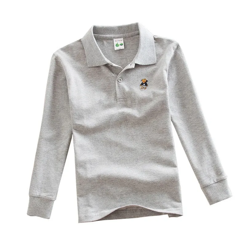 High Quality Kids Boy Polo Shirt solid color lapel long Sleeve T shirt Brand Children Warm Cotton 14 Colors Optional 2-14 year