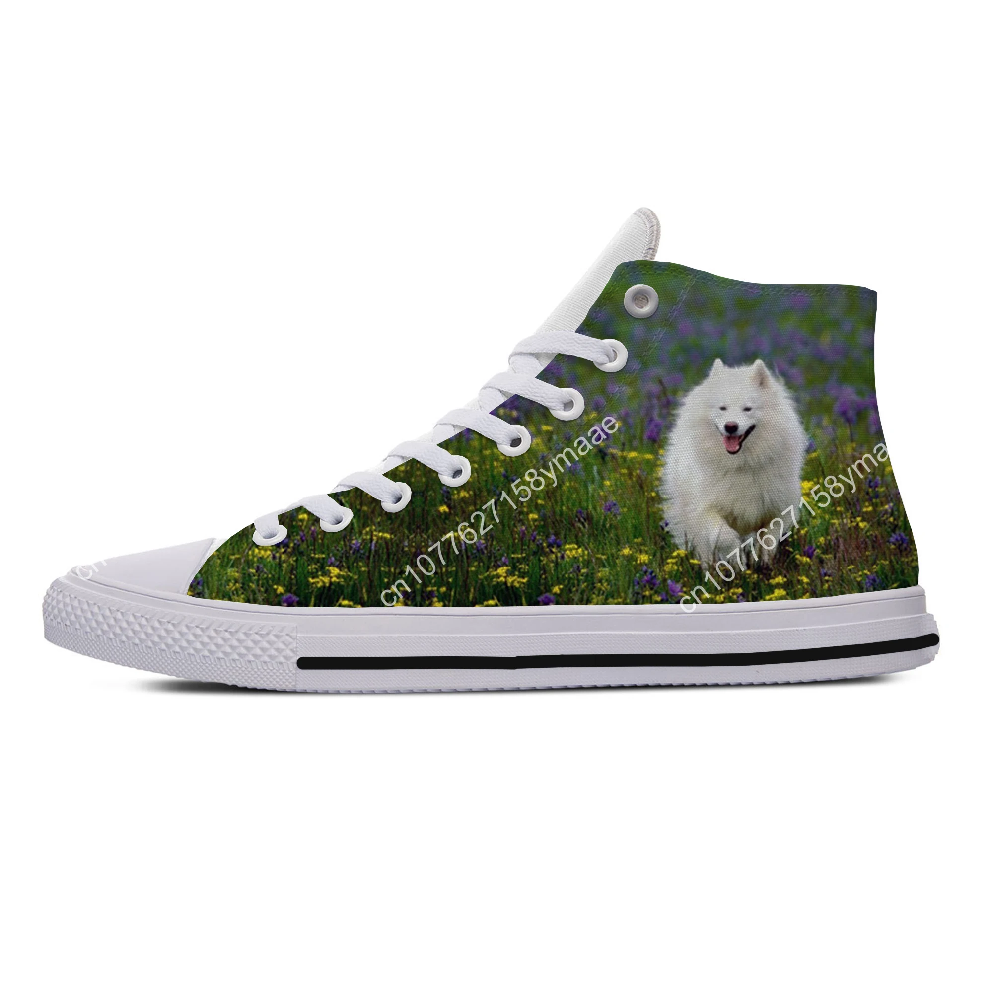 Hot Cool Summer American Eskimo Dog Cut Kawaii Lightweight High Top Canvas Shoes Men Women Casual Sneakers Classic Board Shoes