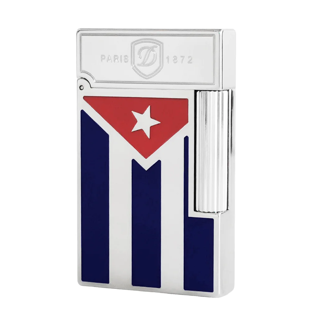 

Cuba Cigar Gas Metal Lighters Brass Cigarette Lighter Men Gift Collections Chinese Lacquer Cuban Flag Ding Sound Men Father Gift