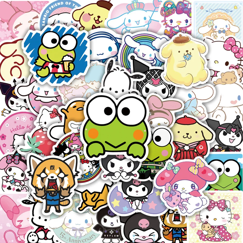 

10/30/50/100pcs Cartoon Sanrio Stickers Kawaii Girls Waterproof Cute My Melody Kuromi Hello Kitty Decals Graffiti Phone Laptop