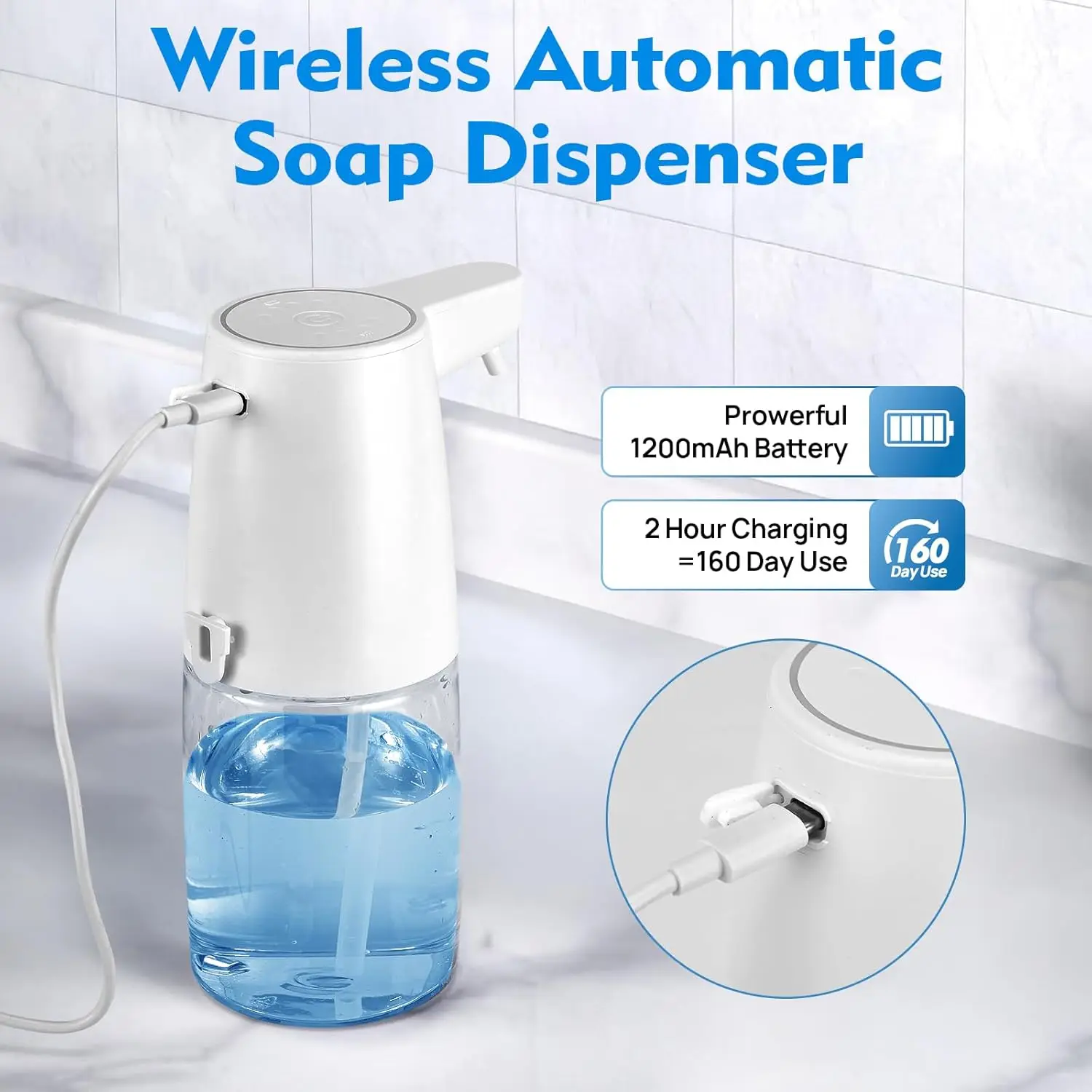 USB Breathing Light Automatic Infrared Sensor Soap Liquid Dispenser Intelligent Hand Soap Liquid Foam Machine