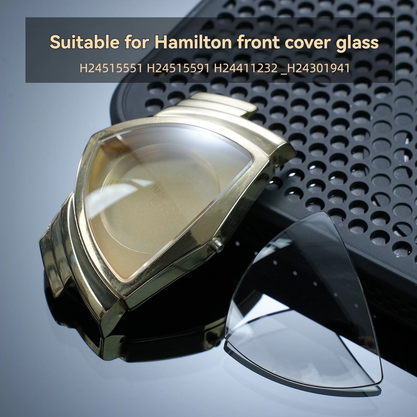 Triangular Sapphire Crystal Front Cover for Hamilton Explorer H24515551, H24515591, H24411232, H24301941 (Replacement Lens)