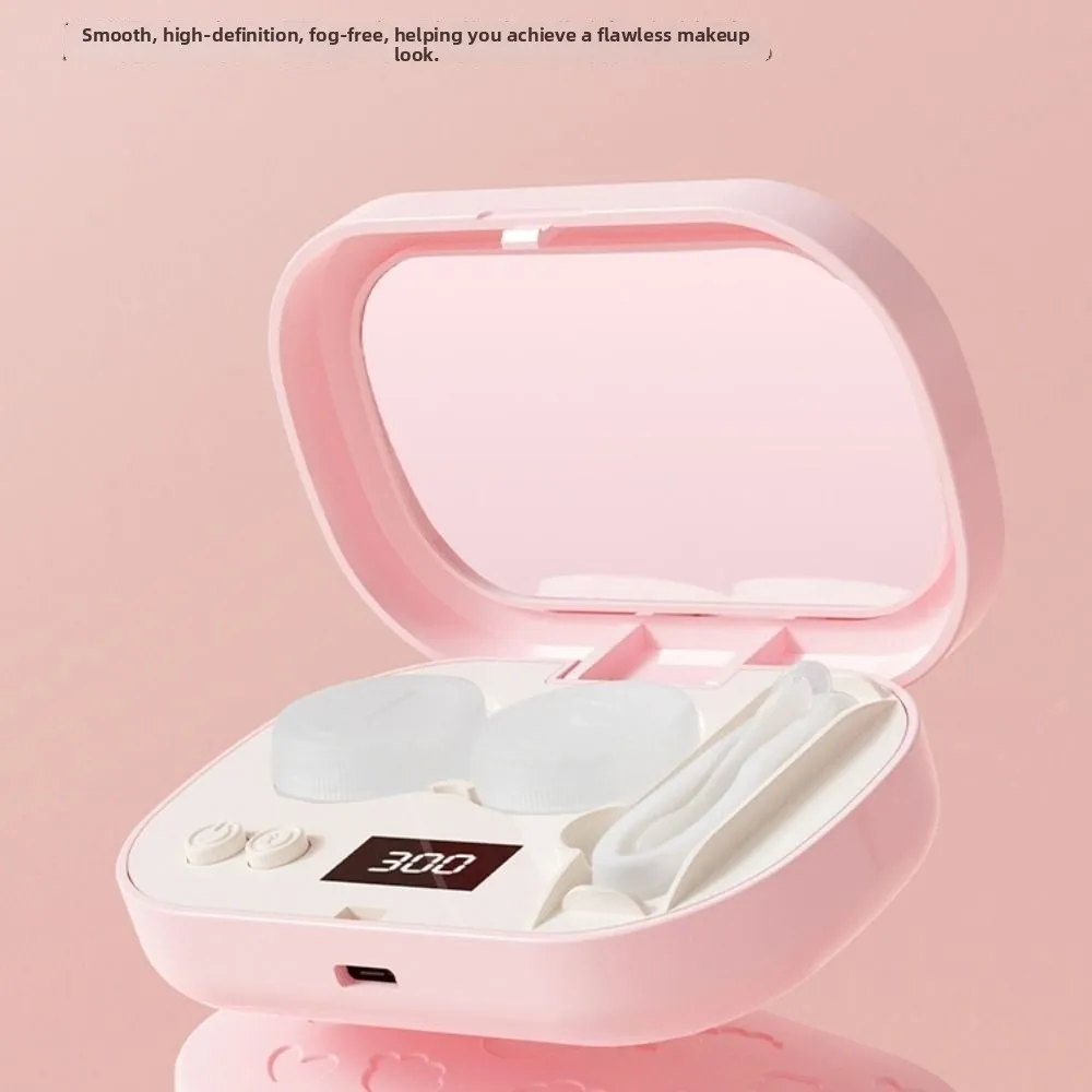High Frequency Vibration Ultrasonic Beauty Lenses Cleaner LCD Display USB Charging Beauty Lenses Storage Container Portable