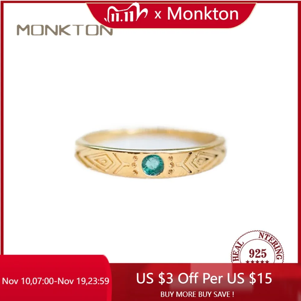 

Кольцо Monkton из стерлингового серебра 925 пробы в винтажном стиле, уникальный геометрический дизайн с гравировкой, штабелируемый ремешок для женщин, элегантные ювелирные изделия в стиле ретро