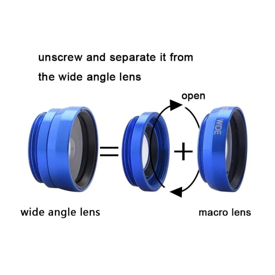 3 In1 Fisheye Lens Wide Angle Macro Camera Lens for iPhone 16 15 13 11 Macro Fish Eye Len for Smartphone Lenses with Phone Clip