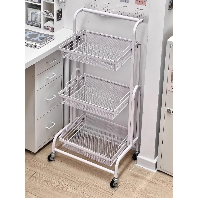 

Large capacity stationery trolley removable foldable carbon steel snacks bedroom next to desk