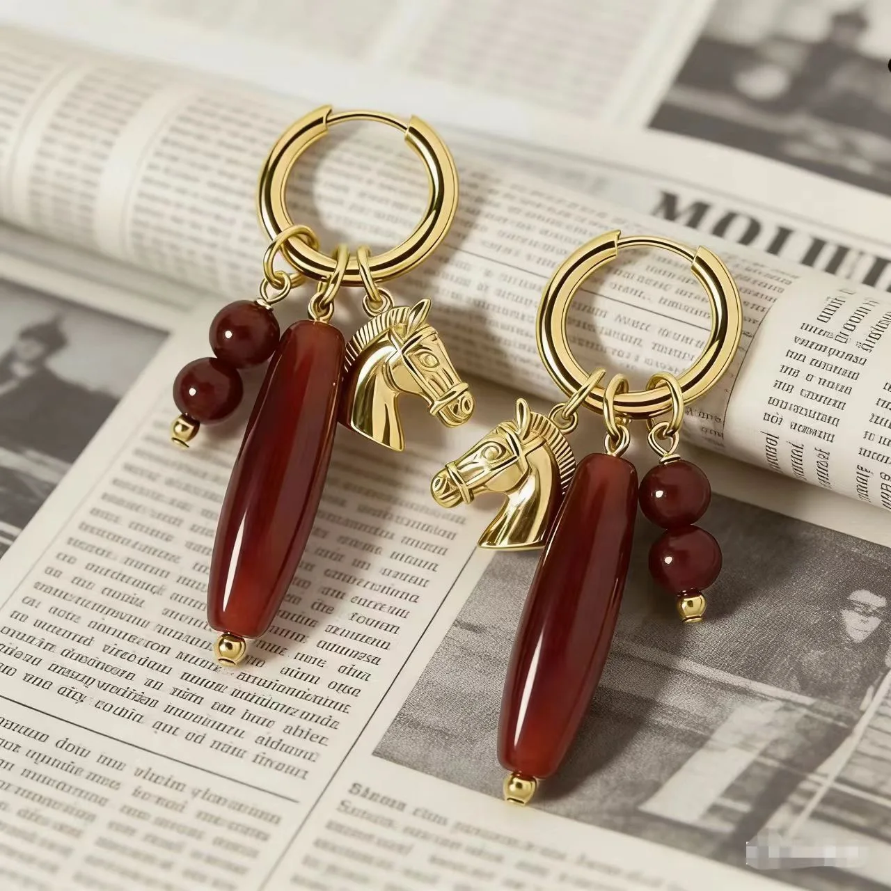 

French Elegant Horse Head Earrings Luxury New Year Zodiac Versatile Earrings for Ladies Commute Jewelry Daily Party Accessories