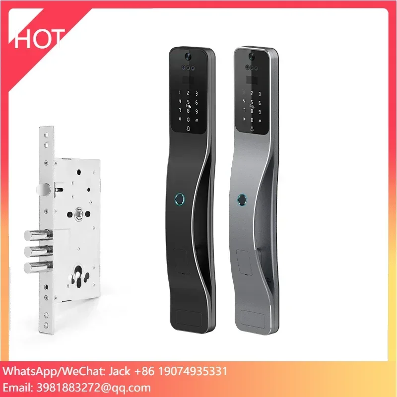 2024 New Curve Design Intelligent Fingerprint Digital Door Wifi Ttlock Tuya Smart Lock with Facial Recognition
