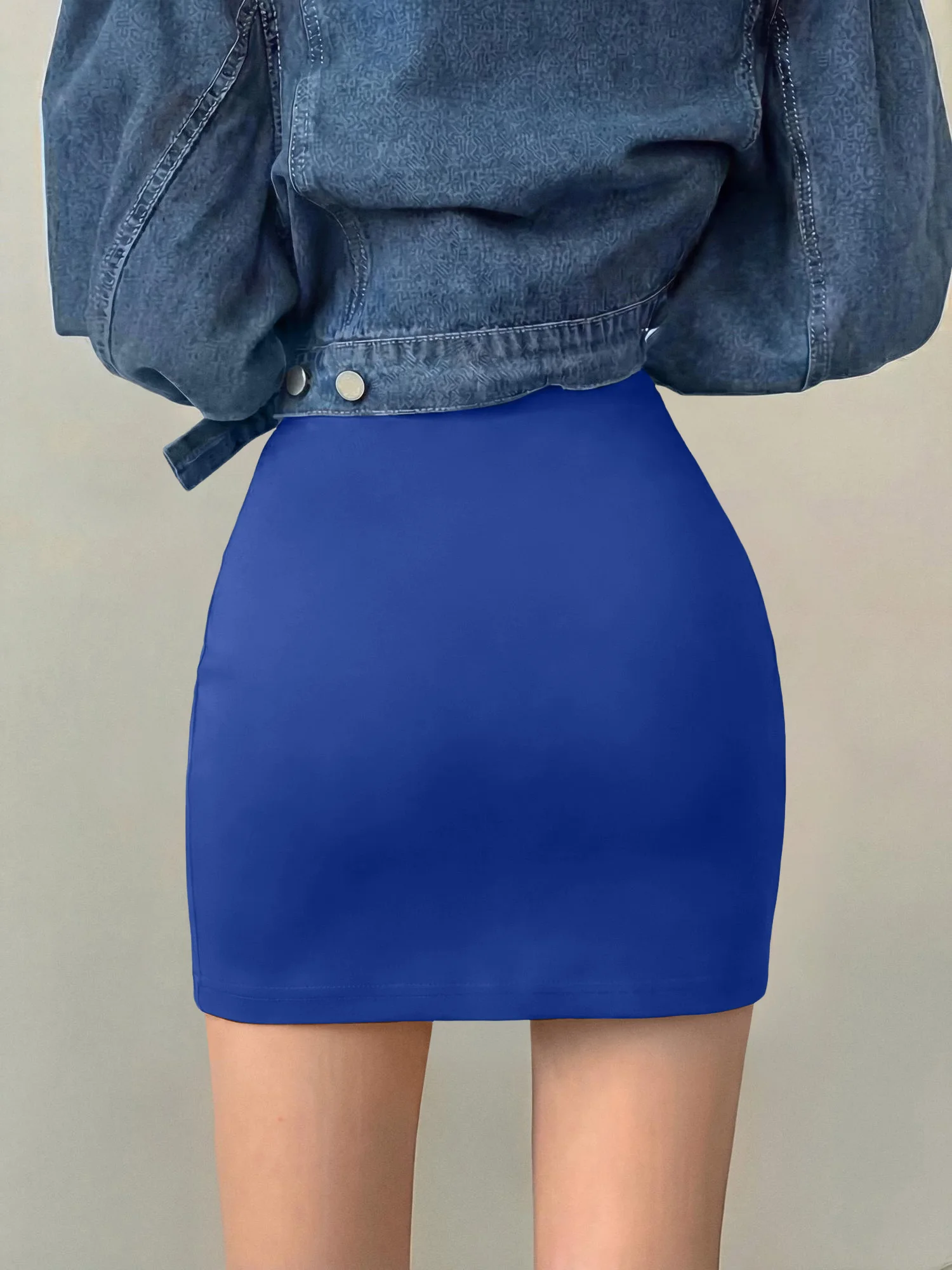 Ladies Fashion Bodycon Pencil Mini Skirt With Built‑In Safety Shorts Solid High Elastic Anti‑Chafing Tennis Skirt
