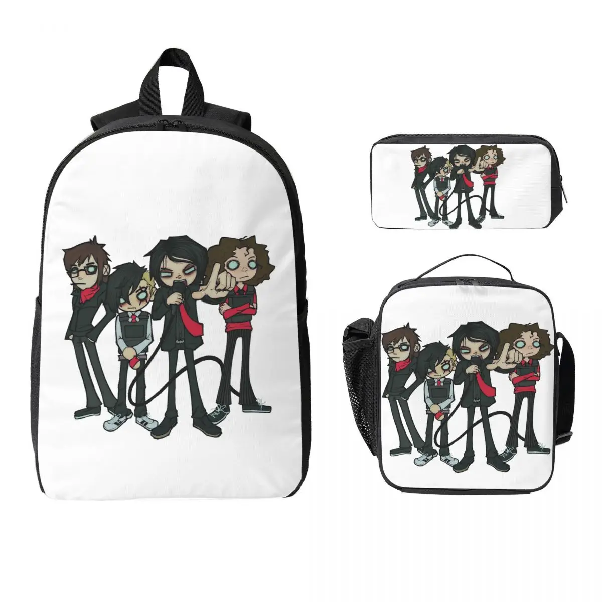 

Рюкзак Mcr My Chemical Romance, студенческий рюкзак для мальчиков и девочек, школьная сумка, сумки на плечо для ноутбука, 3 шт., изолированная сумка для обеда, пенал