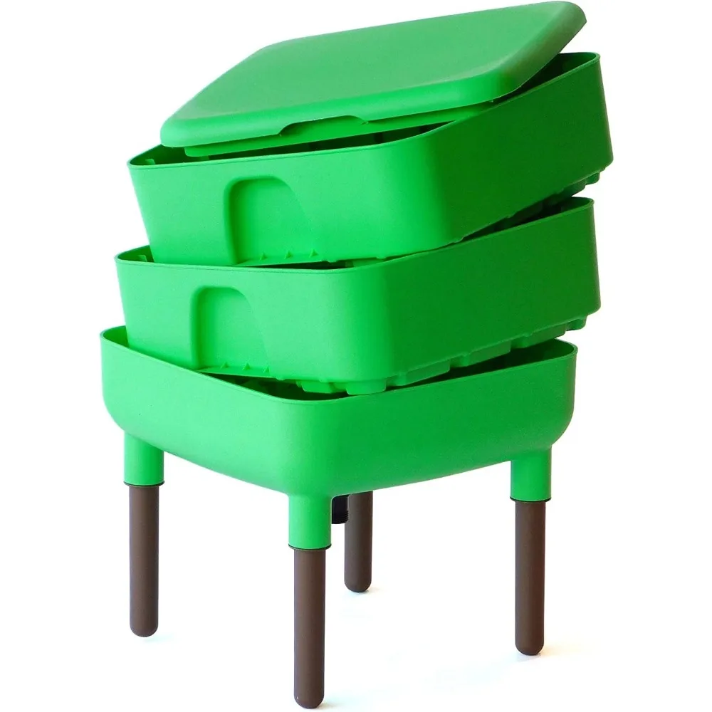 صندوق مركب دودة مكون من درجين للاستخدام الداخلي، أخضر، نظام مشاركة فيرمية فعال #2