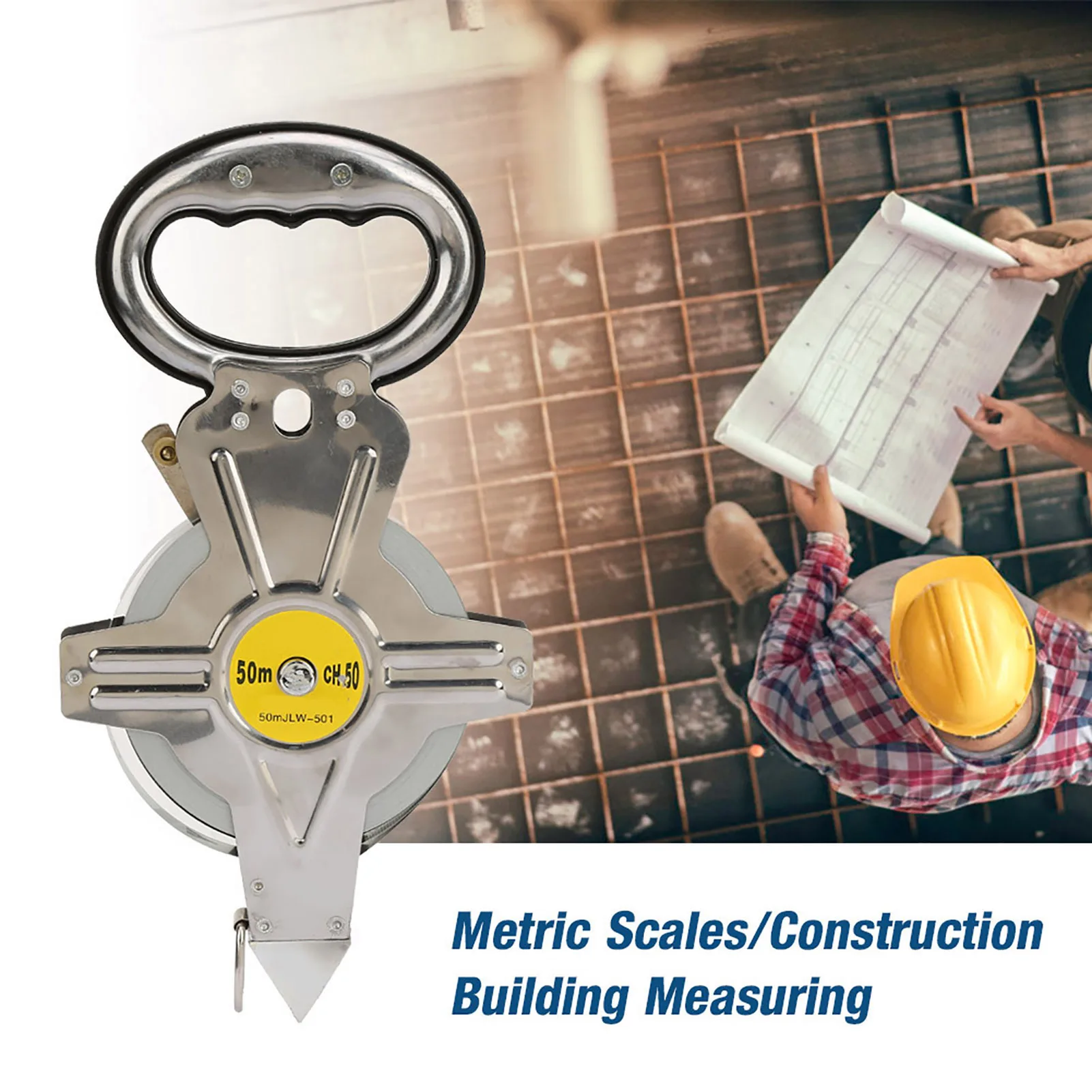 50M Stainless Steel Tape Measure Retractable Metric Construction Surveying Tool Tape Measure Stainless Steel Tape Measure
