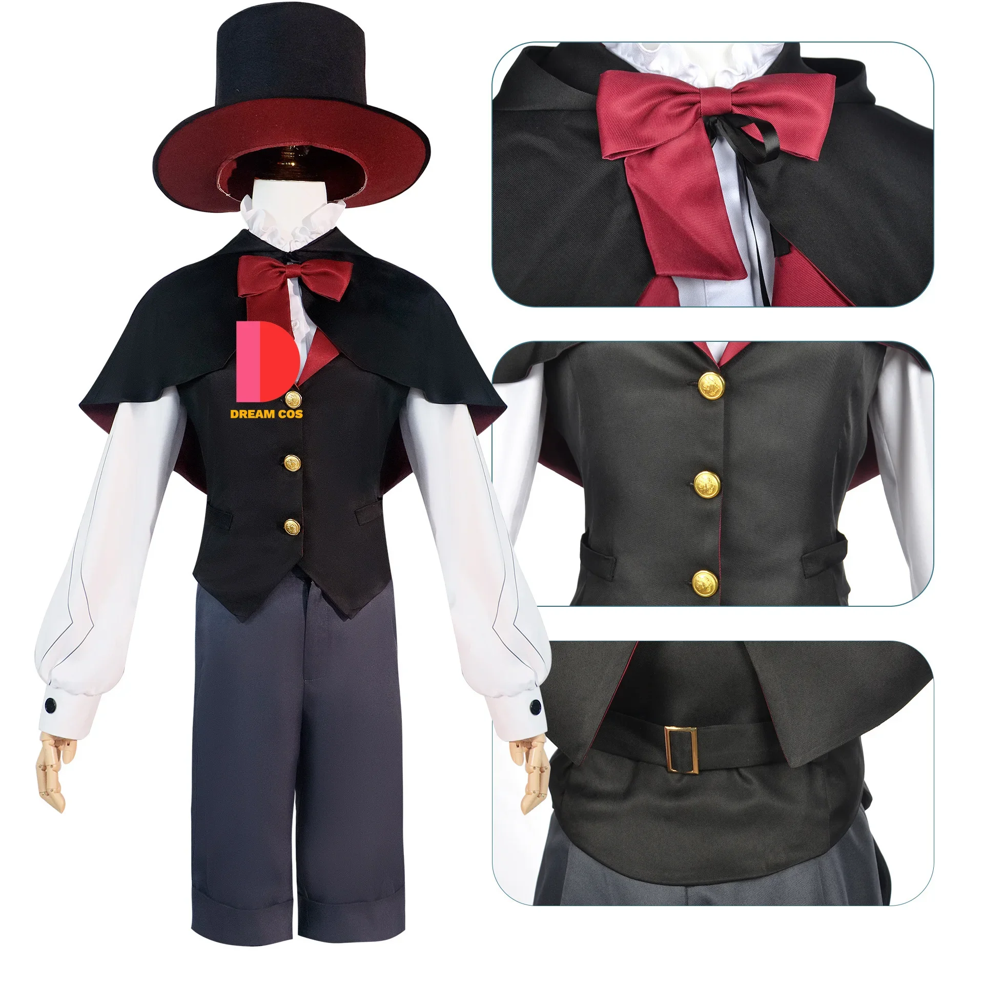 Costumes de cosplay d'enfance Genshin Impact Fontaine LyNouveau Lyney, uniforme de chaussures de perruque, tenue mignonne de jumeaux, vêtements d'Halloween, offre spéciale