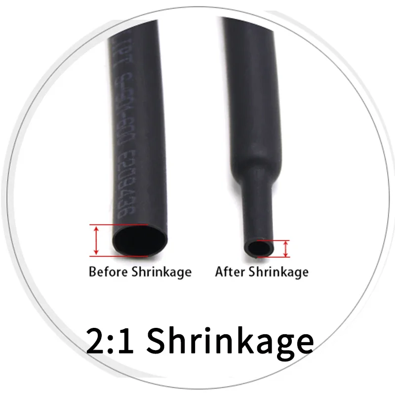 2M Diameter 0.6 0.8 1 1.5 2 2.5 3 3.5 4 4.5 5 5.5 6 MM Polyolefin Heat Shrink Tube 2:1 Shrink Ratio Insulated Cable Sleeve