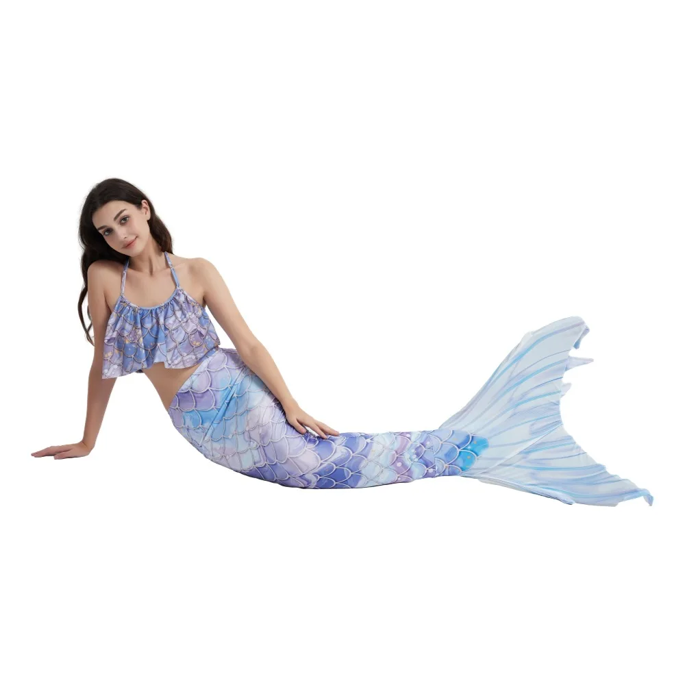 Erwachsenen-Ozeanarium Meerjungfrauenflossen-Badeanzug Fischschwanz-Tauchanzug mit Bikini-Oberteil und Shorts Damen Meerjungfrauen-Halloween-Kostüm