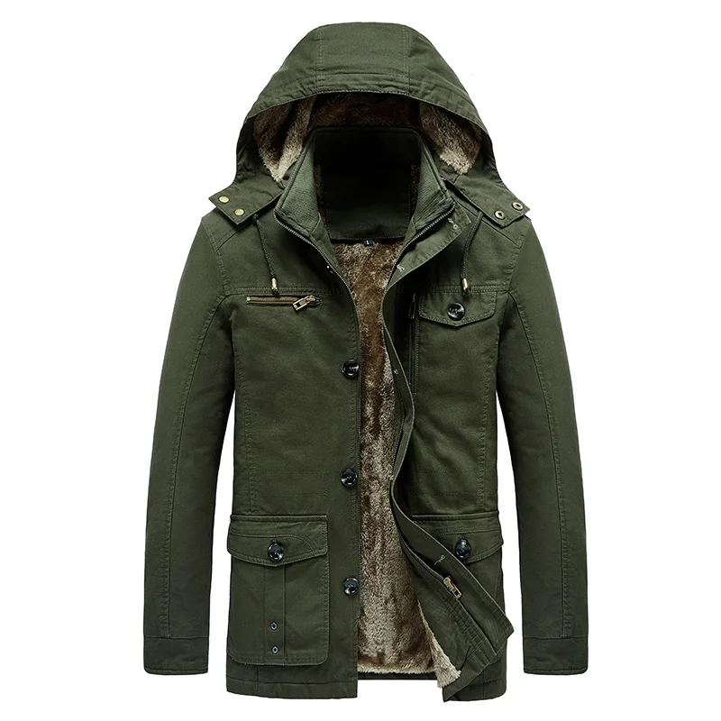 

Men Cotton Fashion Autumn Jacket Male Clothing Men Winter New Jackets Thick Fleece Men's Plush Business Windbreaker Long Coat