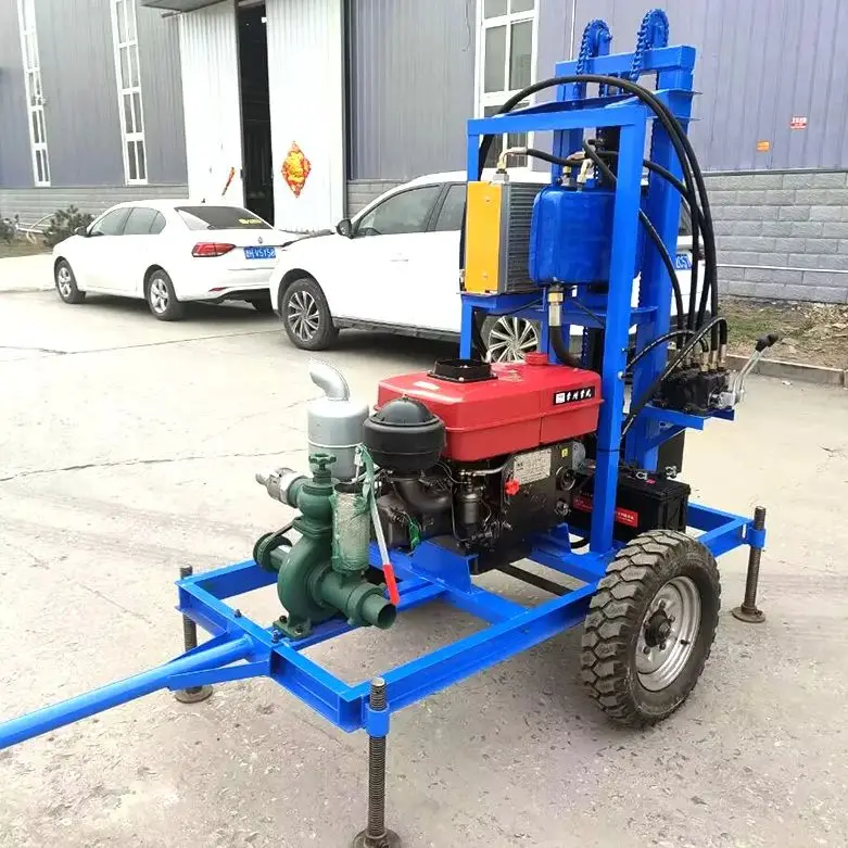 

Customized Diesel Water Well Drilling Rig 22HP 25HP 28HP 30HP 35HP 100m 150m 180m Portable Hydraulic Wheel Crawler