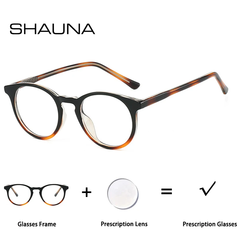 SHAUNA Fashion Round Punk Prescription Glasses Women Men Myopia/Hyperopia/Progressive Optical Lens with Recipe