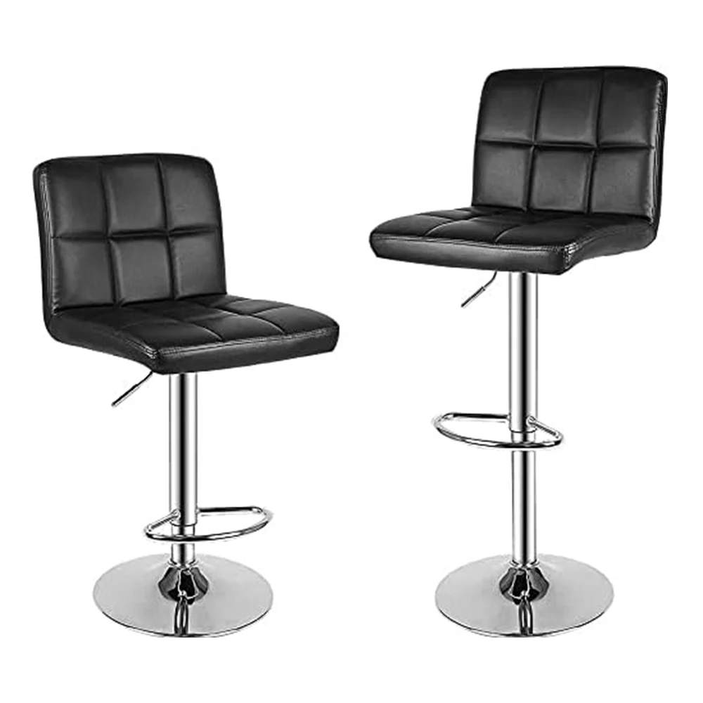 Bigzzia Bar Stools PU Leather Swivel Bar Chairs with Backrest for Breakfast Bar Counter Kitchen Home High Foot Stool 2pcs